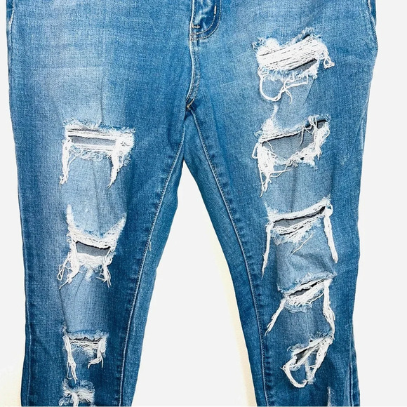 KanCan Light Wash High Rise Destructed Frayed Hem Ankle Skinny Jeans 28 Women’s - Picture 5 of 14